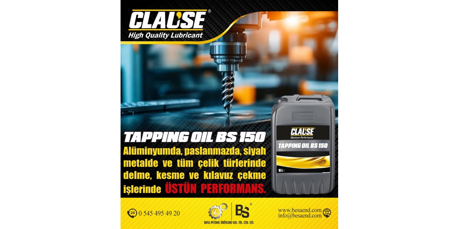 CLAUSE TAPPING OIL 150 BS (1 LT) DELME KESME DİŞ AÇMA KLAVUZ ÇEKME YAĞI