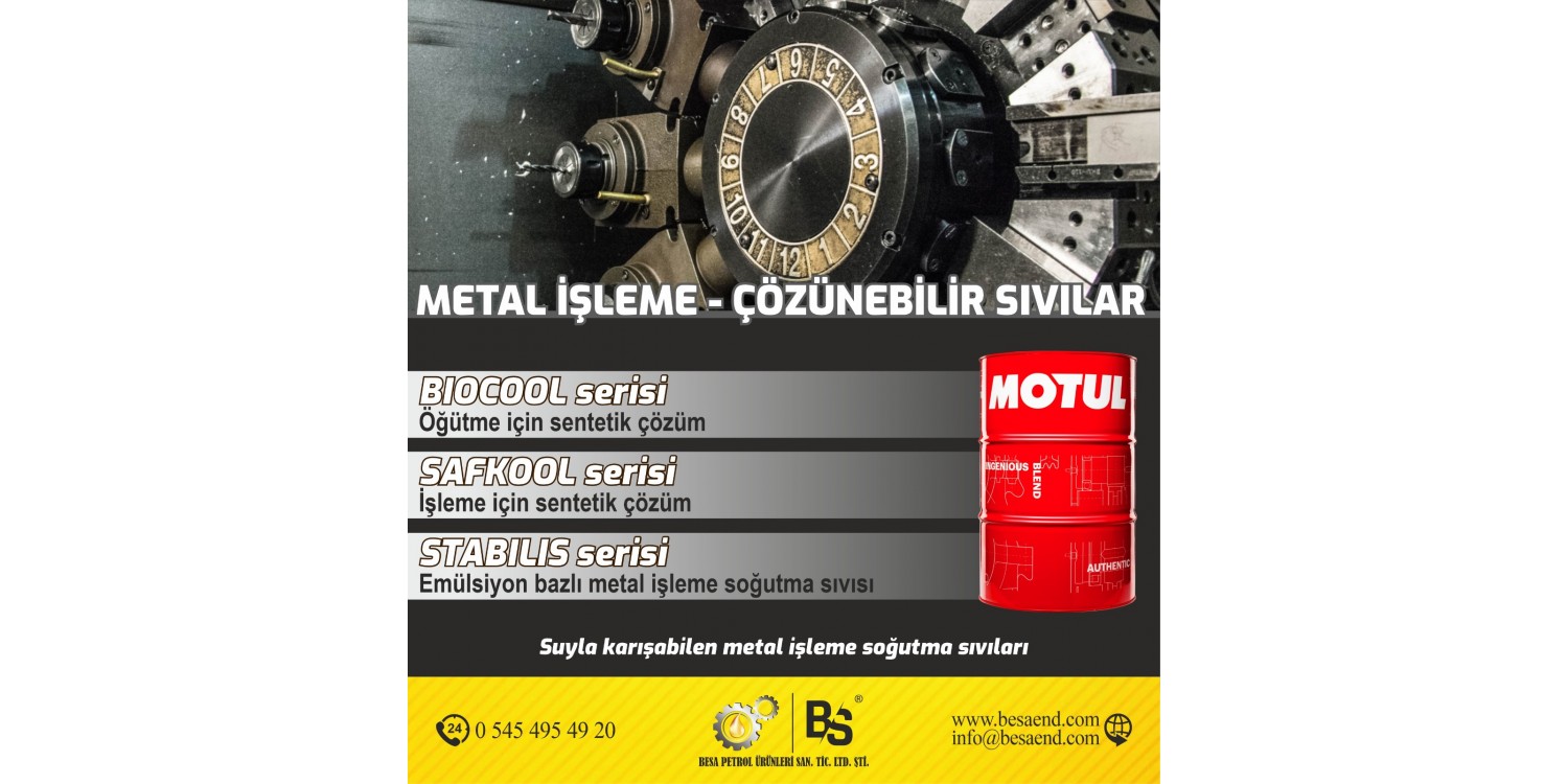 MOTUL SAFKOOL 6110 CS (20 LT) YÜKSEK PERFORMANSLI TORNA-CNC TEZGAHI İÇİN BOR YAĞI